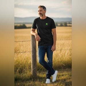 John Deere Black Short Sleeve Size XL Tee